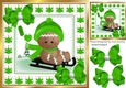 Cute Gingerbread in the snow with green bows 8x8 (two)