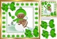 Cute Gingerbread in the snow with green bows 8x8 (three)