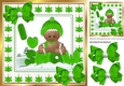 Cute Gingerbread in the snow with green bows 8x8 (four)
