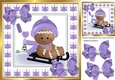 Cute Gingerbread in the snow with purple bows 8x8 (two)