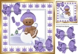Cute Gingerbread in the snow with purple bows 8x8 (three)