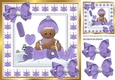 Cute Gingerbread in the snow with purple bows 8x8 (four)