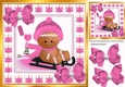 Cute Gingerbread in the  snow  with  pink bows 8x8 (two)