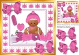 Cute Gingerbread in the  snow  with  pink bows 8x8 (three)