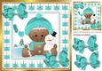 Cute Gingerbread in the  snow  with turq bows 8x8 (two)