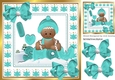 Cute Gingerbread in the  snow  with turq bows 8x8 (three)