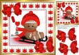 Cute Gingerbread in the  snow  with red bows 8x8 (two)
