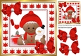 Cute Gingerbread in the  snow  with red bows 8x8 (three)