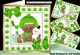 4 Cute Gingerbread card fronts in the snow with green bows 8x8 mini kit