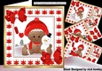 4 Cute Gingerbread card fronts in the  snow  with red bows 8x8 mini kit