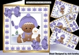 4 Cute Gingerbread card fronts in the snow with purple bows 8x8 mini kit