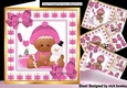 4 Cute Gingerbread card fronts in the snow with pink bows 8x8 mini kit