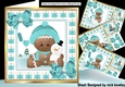 4 Cute Gingerbread card fronts in the snow with turq bows 8x8 mini kit