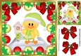 Cute little yellow chick in christmas baubles 8x8 frame (four)
