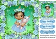sweet little girl holding a unicorn, in blue rose frame 8x8