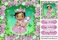 sweet little girl holding a unicorn, in pink rose frame 8x8