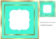 Lovely turq polkadot card front with gold 8x8