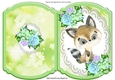 Cute Raccoon on lace with pretty flowers bracket card