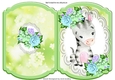 Cute water colour zebra on lace with pretty flowers bracket card