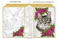 Pretty cat with cerise roses folded book