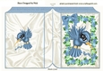 Pretty toon blue humming bird with flowers and bow folded book