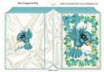 Pretty toon turq humming bird with flowers and bow folded book
