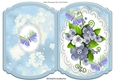 Pretty blue flowers and tropical butterflies bracket card