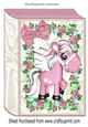  Cute Pink Unicorn wih pretty flowers and bow folded book A4 Card front