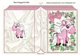  Pink cute unicorn wih pretty flowers and bow folded book  