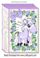 Cute Purple Unicorn wih pretty flowers and bow folded book A4 Card front