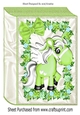 Cute Green Unicorn wih pretty flowers and bow folded book A4 Card front