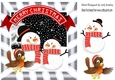 Lovely pair of toon snowmen with robin in silver striped frame 8x8