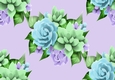 Pretty Tropical Flowers lilac/blue Backing paper (BIG LILAC)