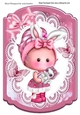 Cute little girl holding her kitten (four pink) Bracket Card front A4