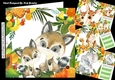 4 Lovely Animals in Fruit Frame 8x8 card fronts mini kit (SET 4)