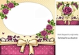 Pretty card front/insert with  corner pink roses/topper 8x8