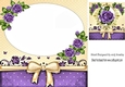 Pretty card front/insert with  corner purple roses topper  8x8