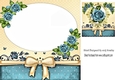 Pretty card front/insert with  corner blue roses/topper 8x8