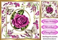 pink roses with leaves and paper butterflies 8x8