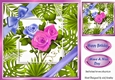 Pretty leaf frame with pink/blue roses and bow 8x8