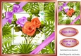 Pretty leaf frame with lilac/peach roses and bow 8x8