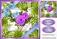 Pretty leaf frame with purple/turq roses and bow 8x8