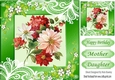 Pretty flowers in green ornate frame 8x8