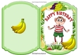 Cheeky monkey in fruit frame bracket card with bannanas