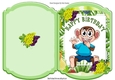 Cheeky monkey in fruit frame bracket card with grapes