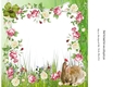 cute shy bunny with roses and flowers 8x8 insert/card front