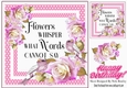 Delicate pink shade roses with little birds and sentiment card/f 8x8