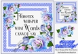 Delicate blue shade roses with little birds and sentiment card/f 8x8