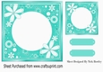 Pretty floral card front/insert 7x7 frame in turq