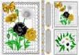 Lovely card fronts/toppers & tags on lace with black/gold flowers A5